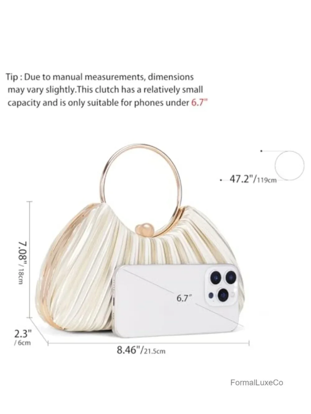 Satin Pleated Evening Clutch Purse - Top Handle Crossbody Wedding Bag